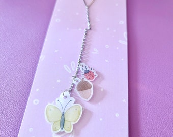 Cute bookmark chain, butterfly and ladybug bookmark, springtime decor, springtime bookmark