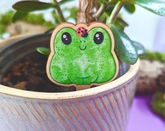 Cute frog plant pot buddy, froggy garden accessories, plant friends, plant pot stakes