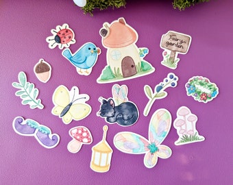 Fairy garden sticker pack, Cottagecore stickers, fae lovers, cute fairies, fairy stickers, journal stickers