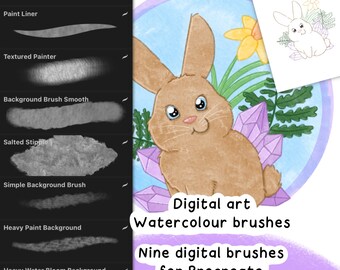 Digital art brush set for Procreate, Watercolour brush set, Pencil textured digital brush