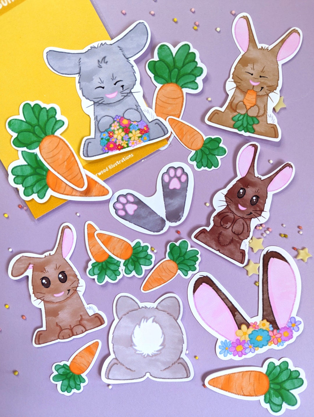 Spring Time Clear Sticker Bunny Sticker Pack, Springtime Sticker Pack, Cute Bunnies, Rabbit ...