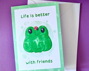 Frog greetings card, cute froggy card, greetings cards, cute frog card