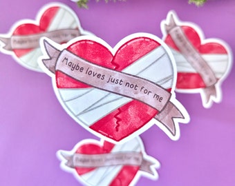 Valentines sticker, heartbreak sticker, glossy sticker, anti valentines, broken heart sticker, cute sticker
