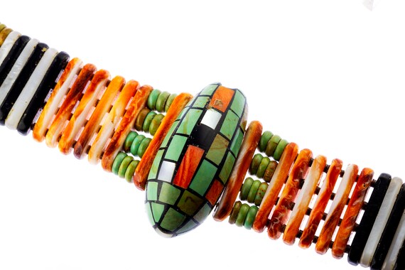 Native American Turquoise Inlay Shell Beaded Chok… - image 4