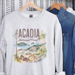 Acadia National Park Sweatshirt,  National Park Watercolor Crewneck, Acadia Trip, National Park Souvenir, Maine Sweatshirt