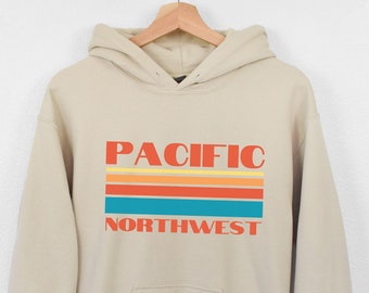 Retro Pacific Northwest Hoodie, PNW Sweatshirt, Washington State Hoodie, Oregon Hoodie, Idaho Hoodie, Northwest Coast, PNW Art