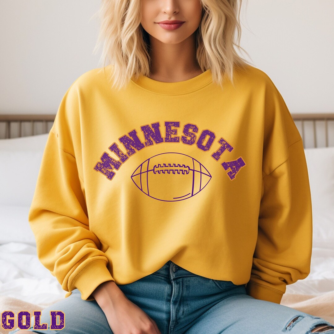 Minnesota Football Sweatshirt, Crewneck Sweatshirt, Purple and Gold