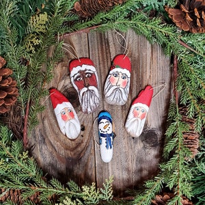 Medium Driftwood Santa Ornament | Snowman Ornament