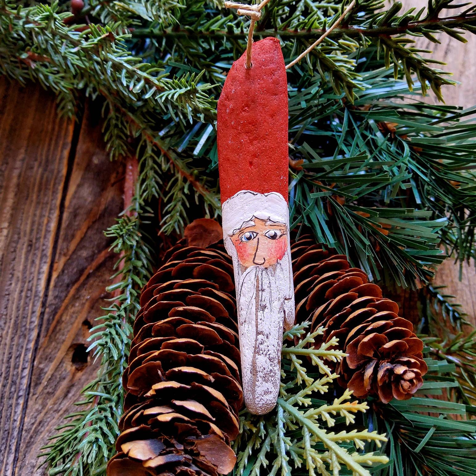 Medium Driftwood Santa Ornament - Etsy