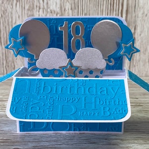 Pop-Up 18th Birthday card, Personalised, Blue and Silver, 3D card, Son, Daughter, Grandson, Granddaughter, For Her, For Him, Sister, Brother