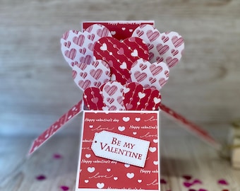 Tarjeta personalizada de San Valentín, recuerdo desplegable, regalo con corazones rojos en 3D.