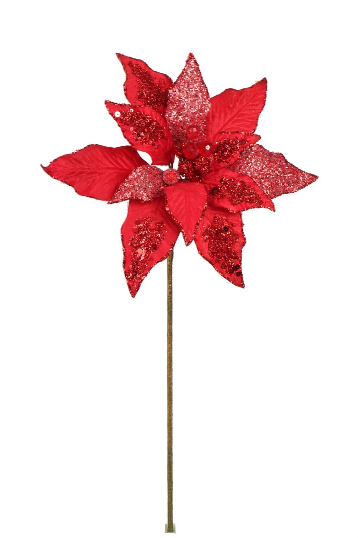 Silk Poinsettia Stem Velvet Christmas Decor 24 x Etsy
