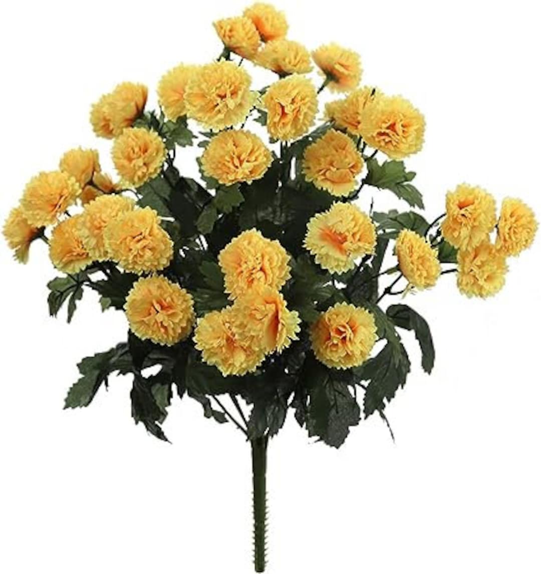 Yellow 18 Mum Bush X12 Sunlit Realistic Faux Mums for Etsy