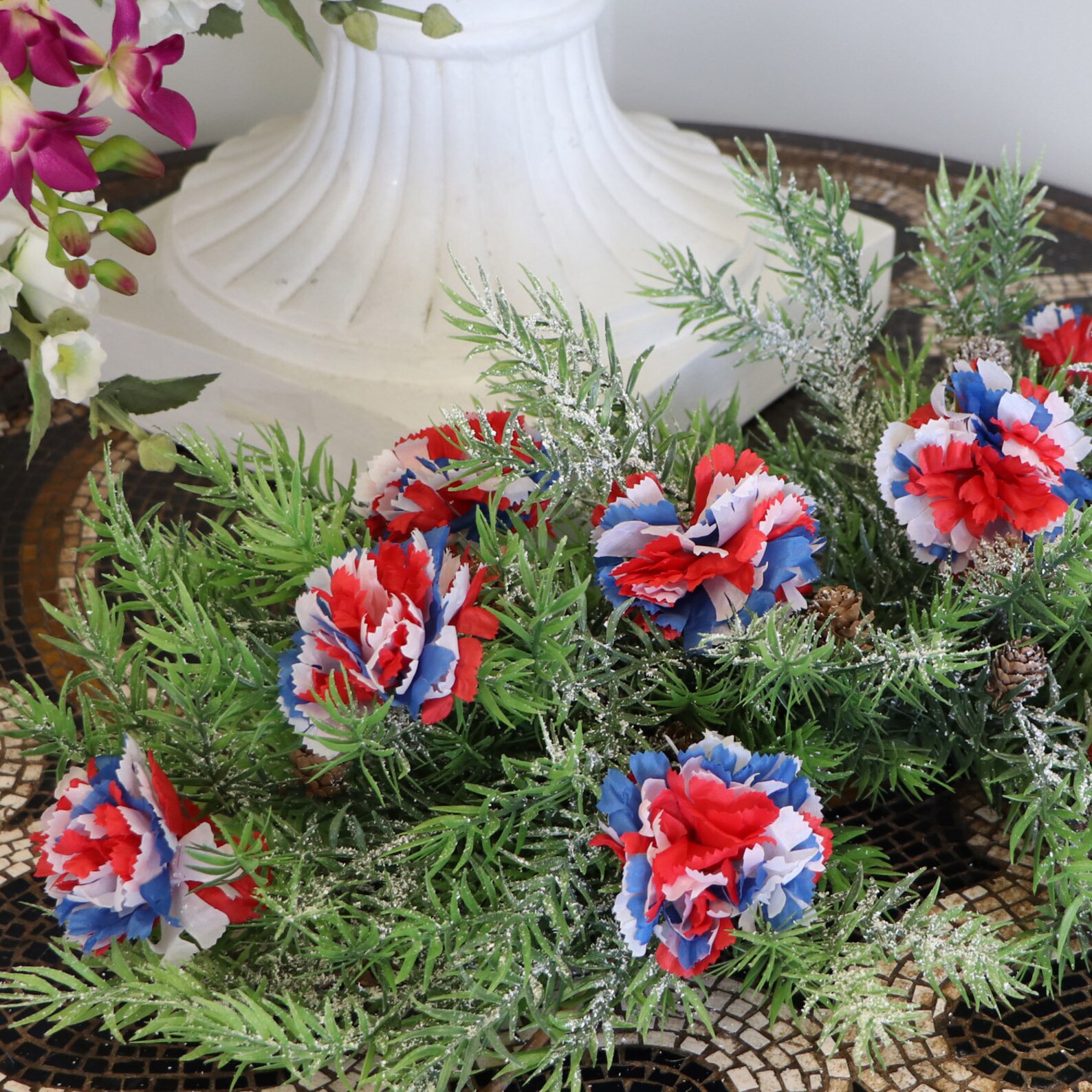 100 Red White & Blue Silk Carnation Picks Artificial Flower Etsy