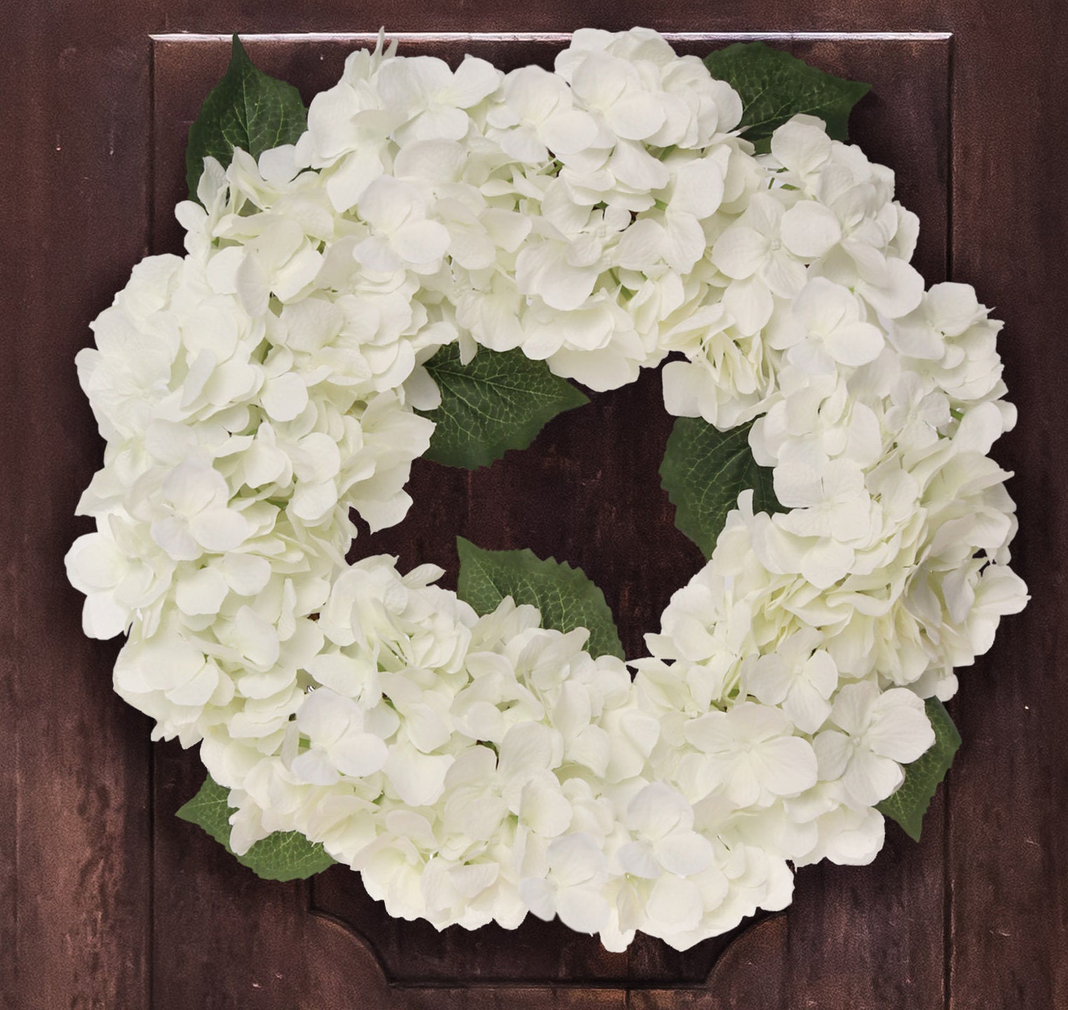 Hydrangea Wreath 12 Artificial Flowers 18” Silk Spring Wreath for Fro…