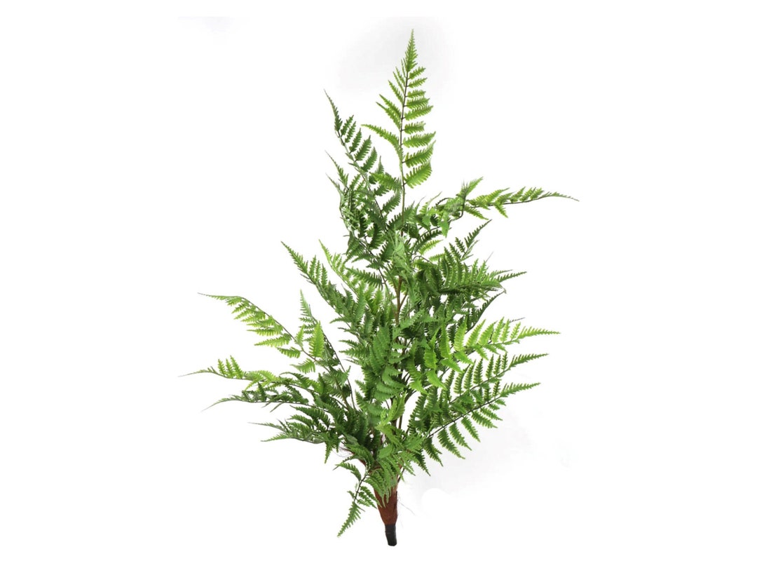 Artificial Leather Fern Bush With Silk Fronds 40 Long Etsy