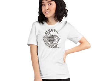 CLEVER GIRL - Raptor themed Women's short sleeve T-shirt,Women's Raptor Print T-shirt,Cute Raptor Dinosaur Gift idea for Women