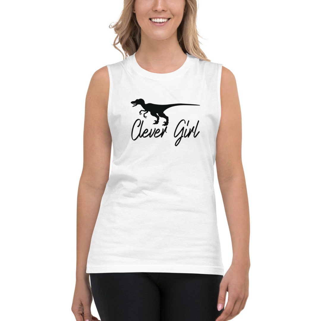 CLEVER GIRL Women's Sleeveless Tank Top,women's Cute Raptor Dinosaur Themed Tank Top,jurassic