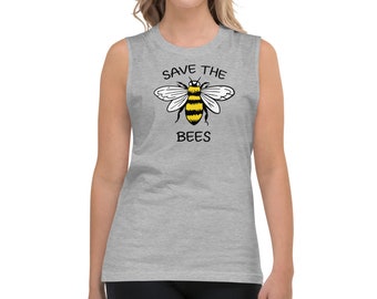 SAVE THE BEES - Women's Bee themed Tank Top,Cute & fun Bee themed Tank Top for Women,Great gift idea for Honey Bee enthusiast,Bees Honeycomb