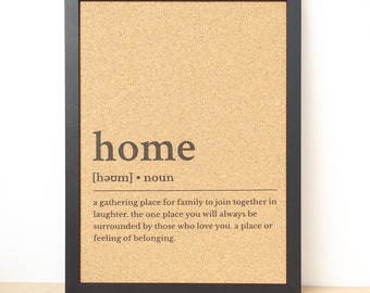 Cork Pinboard with Home Definition Print