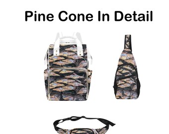 Spacious, Original and Well-Constructed FineArt BACKPACK, CROSSBODY & FANNY packs For school, work, hiking, travel. Close-Up of Pine Cone