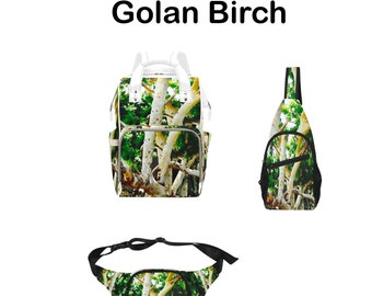 Spacious, Well-Constructed PACKS (backpack, cross-body, fanny) & TOTES For school, work, hiking, shopping, travel. Artistic Birch Tree