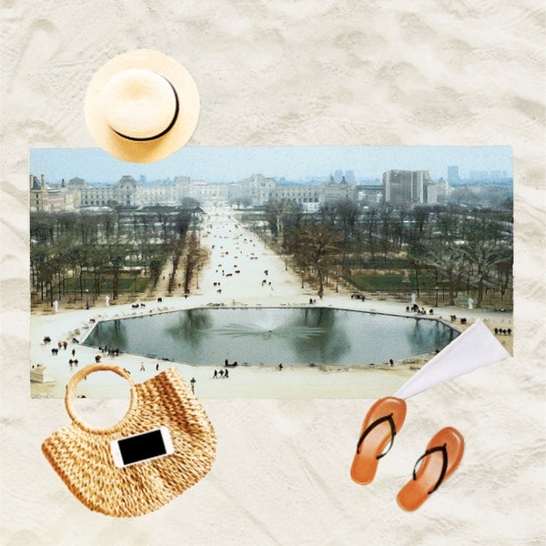 Parisian Aerial View on Photo ART BEACH TOWEL in Standard or Extra-Long (for Tall Folks!) "From La Grande Roue de Paris on Boxing Day"