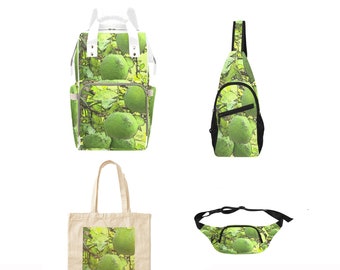 Spacious, Original, Well-Constructed PACKS (backpack, cross-body, fanny) & TOTES For school, work, hiking, shopping, travel. "Lime Tree"