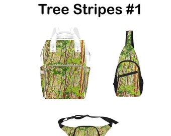 Spacious, Original and Well-Constructed FineArt BACKPACK, CROSSBODY & FANNY packs For school, work, hiking, travel. Screen of trees i woods