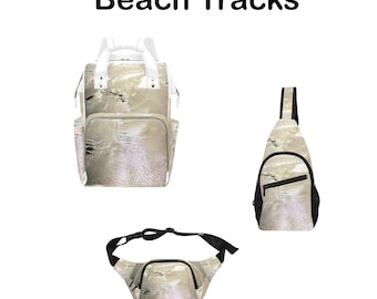 Spacious, Original and Well-Constructed FineArt BACKPACK, CROSSBODY & FANNY packs For school, work, hiking, travel. Shimmering beach sand