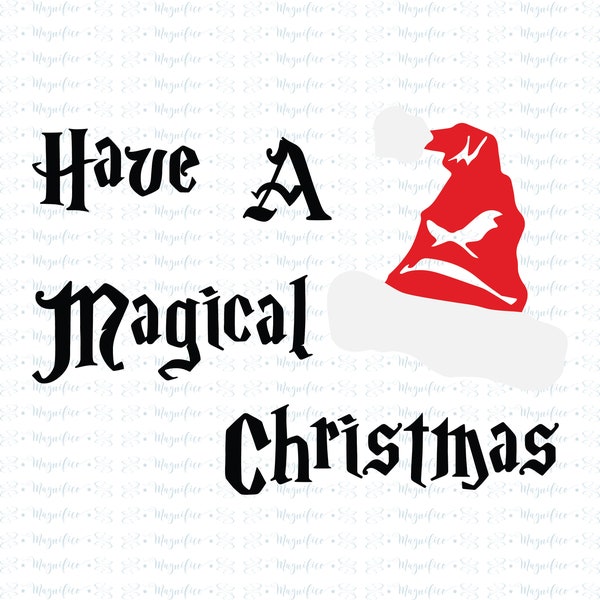 Magical Christmas SVG, Wizard Christmas SVG, Harry Christmas SVG, Clipart, Cut File, Cricut, Silhouette