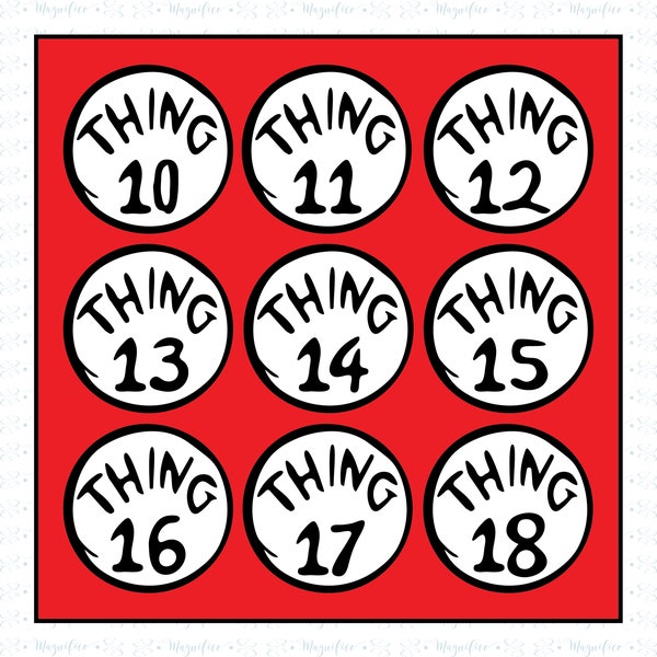 Thing 1, Thing 2, Numbers 10 to 18, Thing SVG, Thing Clipart, Thing Cut File, Thing Cricut, Thing Silhouette, Thing Download