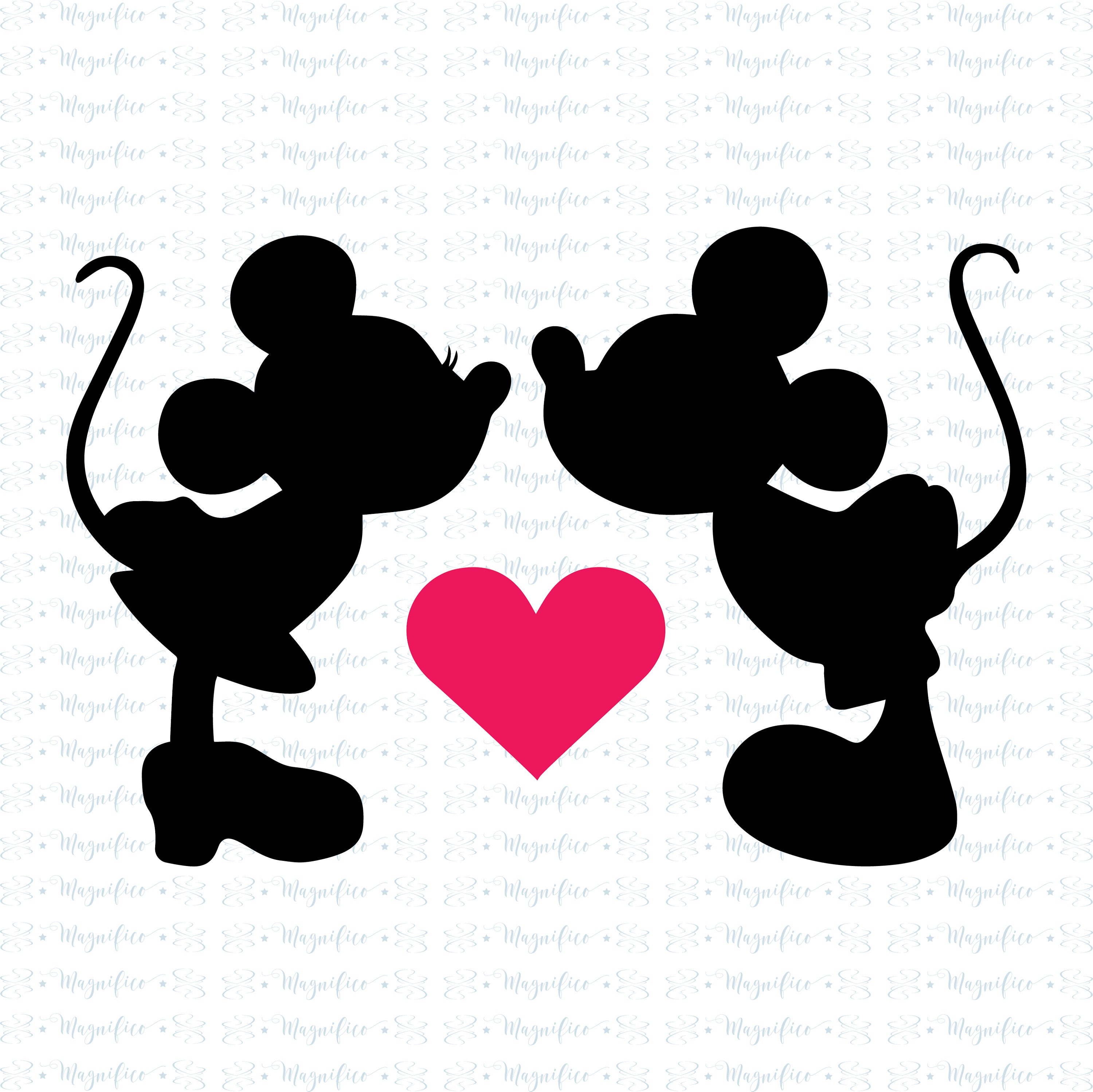 Kissing Mickey Mouse and Minnie Mouse SVG