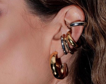 Thick Gold Ear Cuff: C Shape No Piercing Cartilage Earring