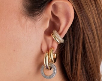 Unisex Minimalist CZ Pave Crystal Ear Cuff for Non-Pierced Cartilage