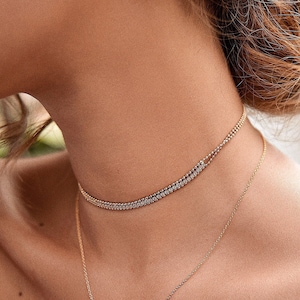 Gold CZ  Choker, Minimalist Choker, Christmas Gift For Her, Valentines Gift, Pave Choker, Fashion Jewelry, Dainty Choker, Birthday Gift