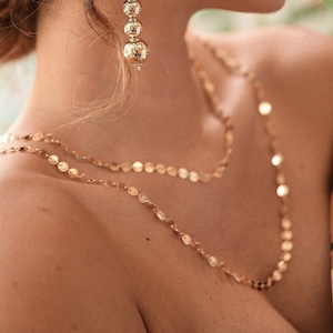 Gold Coin Chain, Sequin Chain Necklace, Coin Chain Necklace, Layering Necklace, Disc Chain Necklace, Summer Necklace, Gold Sequin Chain