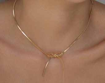 Bow Pendant Necklace,Coquette Necklace, Minimalist Jewelry, Gold Bow Necklace, Any Occasion Jewelry, Mothers Day Gift,Dainty Choker Necklace