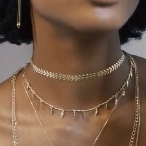 Gold Arrow Choker/Bridesmaid Choker/Arrow Necklace Chain/Bridal Choker/Fishbone Necklace/Mothers Day Gift/Vintage Jewelry/Great Gift For Her
