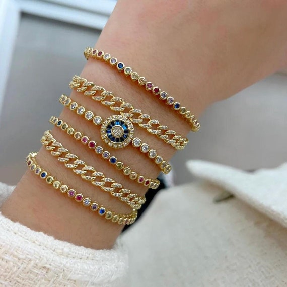 Multicolor Crystal Tennis Bracelet for Stylish Summer  display picture 2
