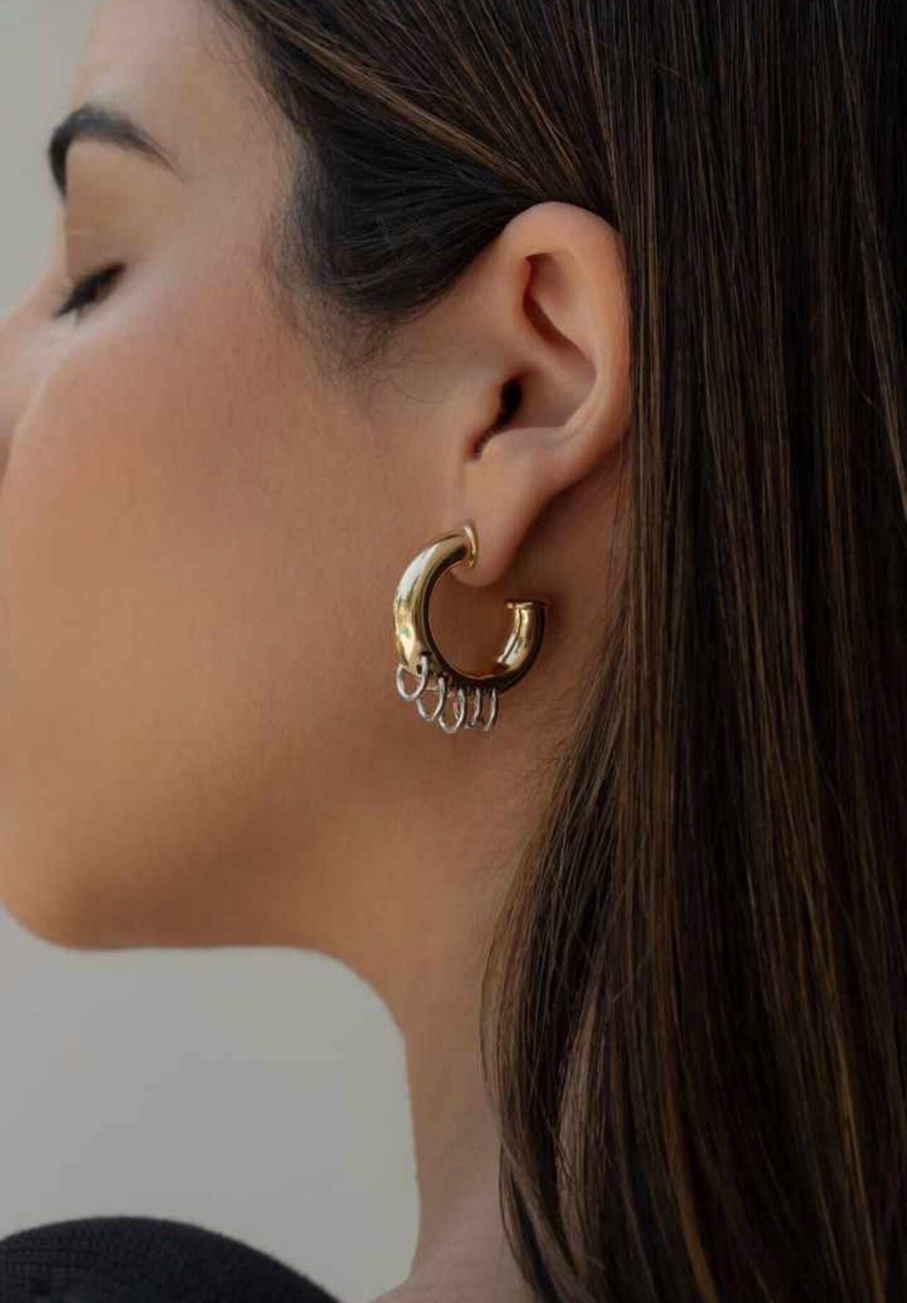 Geometric Asymmetric Key Lock Dangle Hoop Earrings Simple Gold Silver  Plated Big Round Circle Drop Stud Earrings for Women Girls