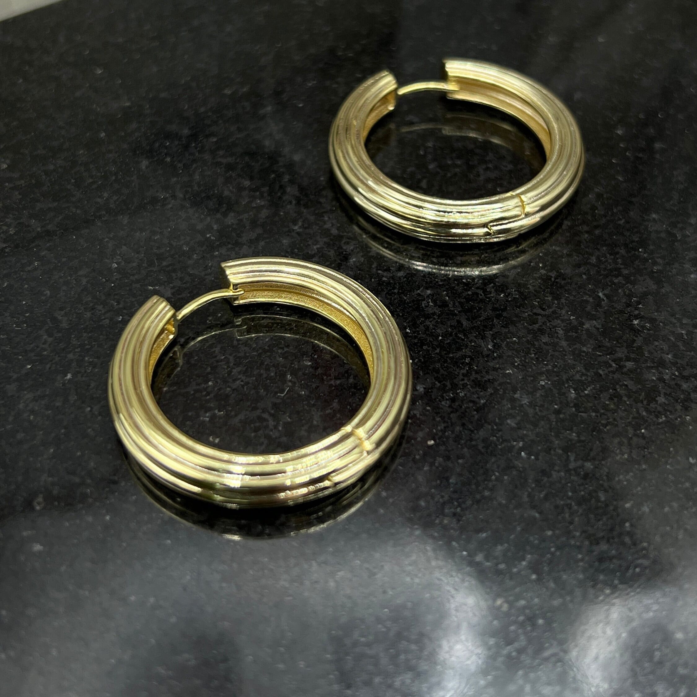 Orecchini A Cerchio Grandi Placcati In Oro 14K: Cerchi In Argento Sterling Da 5 Mm - Italia - Foto 13