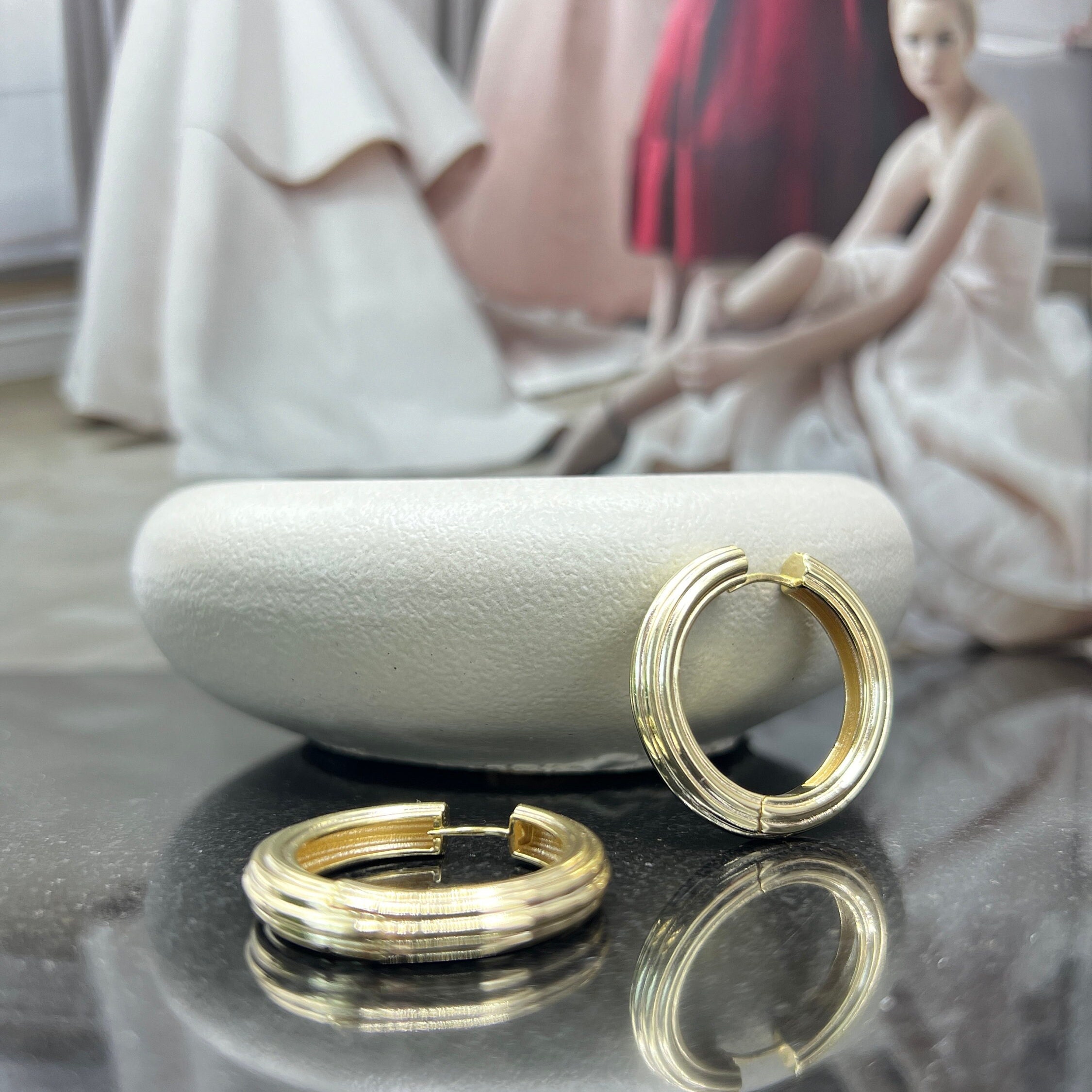 Orecchini A Cerchio Grandi Placcati In Oro 14K: Cerchi In Argento Sterling Da 5 Mm - Italia - Foto 8