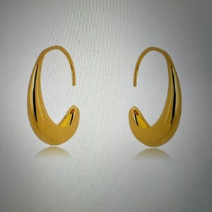 Semicircle Hoop Earrings, Any Occasion Jewelry,Solid Gold Hoop Earrings,Minimalist Jewelry, Abstract Hoop Earrings,Minimal Design Earrings image 10