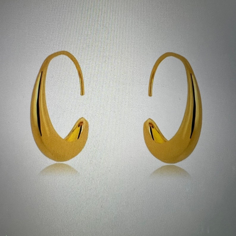 Semicircle Hoop Earrings, Any Occasion Jewelry,Solid Gold Hoop Earrings,Minimalist Jewelry, Abstract Hoop Earrings,Minimal Design Earrings image 10