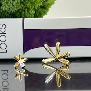 Dainty Stud Flower Earrings, 18k Gold Plated Earrings,Daisy Flower Gold Earrings,Any Occasion Jewelry, Minimalist Jewelry,Dainty CZ Earrings image 2