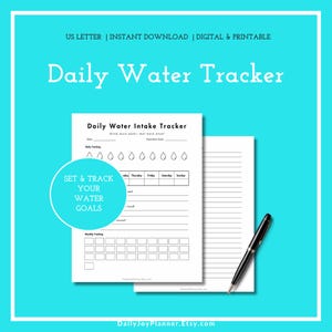 Water Intake Tracker Printable | Daily Hydration Log | Stay Hydrated and Healthy
