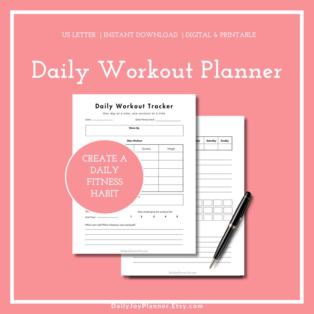Daily Workout Planner Printable | Fitness Tracker | Stay Motivated and ...