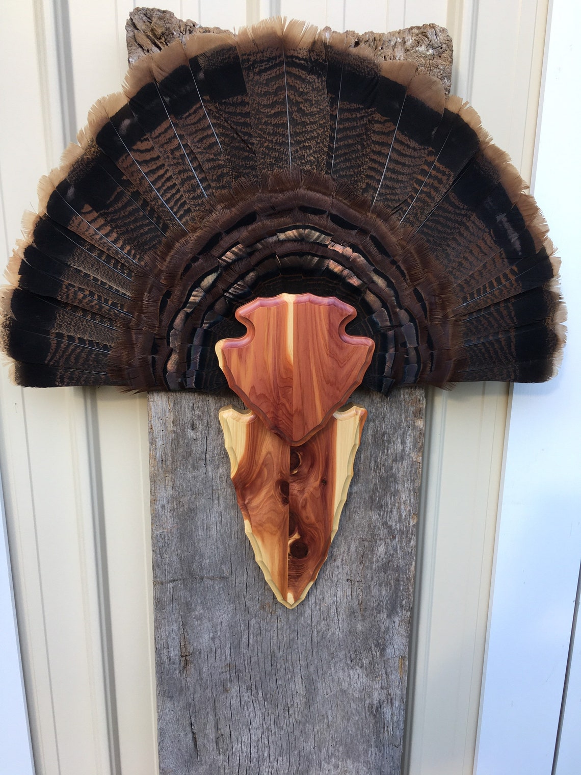 Turkey tail and beard plaque arrowhead design Etsy