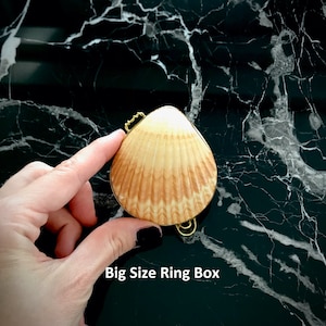 Wedding Sea Shell Ring Holder Box Heirloom Bearer Jewelry Gold Case